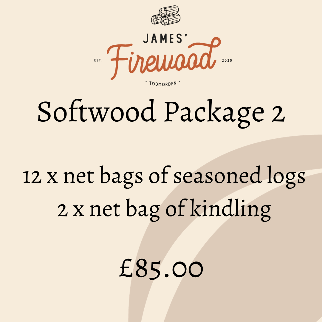 PACKAGE 2 - 12 x Net Bags of Softwood Logs, 2 x Net Bags of Kindling