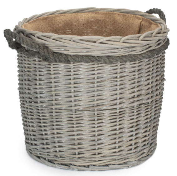 Grey Wash Round Basket